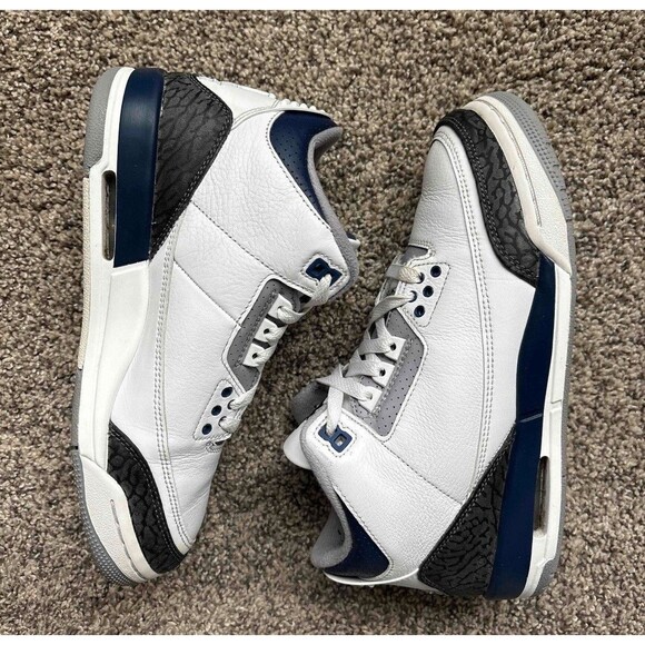 Nike Air Jordan 3 Retro Midnight Navy Size 7 Youth (Size 8.5 Women's) - Picture 7 of 8